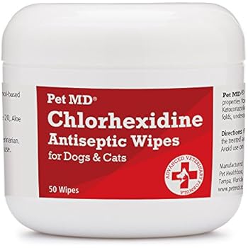 Pet MD Chlorhexidine Wipes with Ketoconazole and Aloe for Cats and Dogs, 50 Count