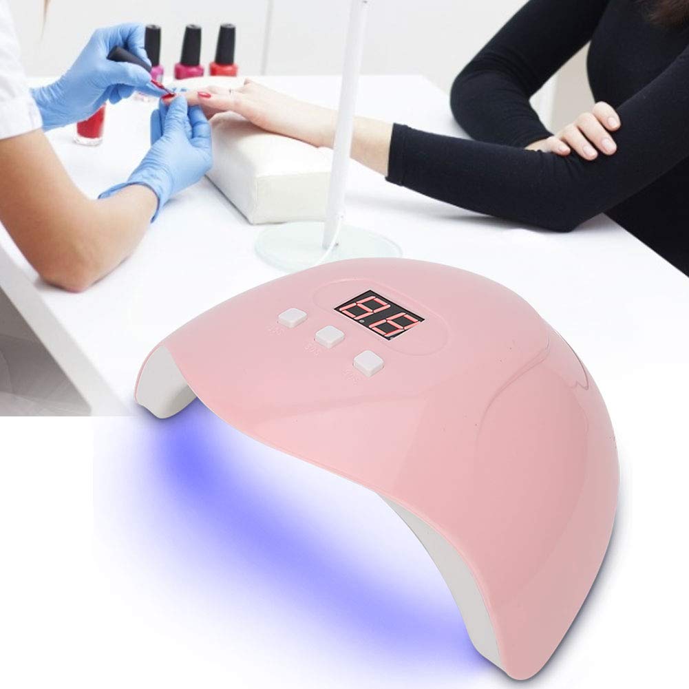 UV Nail Lamp, 54W USB LED Nail Dryer with 18 Light Chips, Intelligent Nail Polish Dryer Gel Nail Lamp, UV/LED Dual Light Sources Nail Lamp for Dry UV Gel, Nail Polish(Pink)