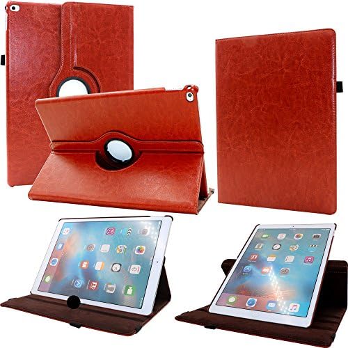 FIII iPad Pro 12.9 Case - Shockproof Unique 360 Rotating Leather Stand Smart Cover Case with Stylus Pencil Holder and Auto Sleep Wake For Apple 12.9 Inch iPad Pro (Luxury semi-Genuine Leather Brown)