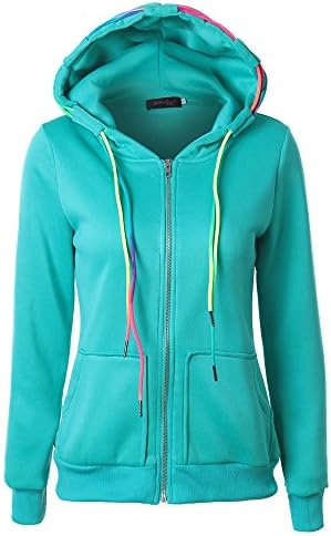 Women's Sweatshirt Color Drawstring Hooded Sweater Round Neck Zipper Pocket Solid Color Cardigan Coat Large Size Top
