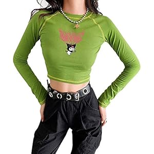 Vrouwen Gothic Graphic Print Crop T-Shirt Tops Korte Mouw Y2K E-Girl Slim Fit Streetwear Zomer Kleding