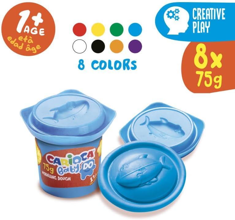 Baby DO Pâte à Modeler, Set de 8 Couleurs, pour Enfants à Partir de 12 Mois, Couleurs Vives et Mélangeables, Non-Salissant et Sèche à l'Air, Contient du Blé
