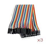 Frentaly&reg; 3X Multicolored 40pin Male to Female Breadboard Jumper Wires Ribbon Cables Kit