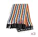 Frentaly 3X Multicolored 40pin Male to Female Breadboard Jumper Wires Ribbon Cables Kit