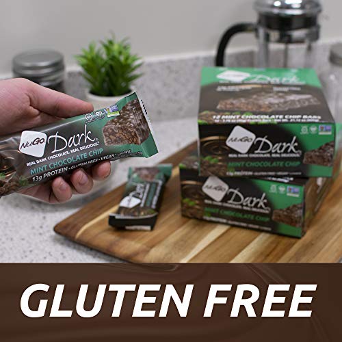 NuGo Dark Chocolate Mint Chocolate Chip, 13g Vegan Protein, 200 Calories, Gluten Free, 12 Count