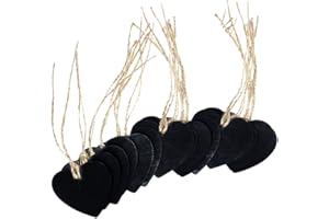 Eyech 15Pcs Mini Heart Shaped Chalkboard Sign Hanging Double Sided Blackboard Message Board Hanging Signs for Signs, Weddings, Parties, Home, Garden Decorations