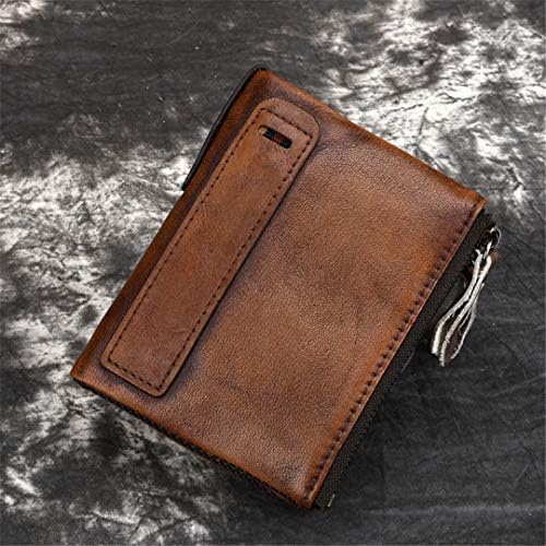 SaoLangtame Genuine Leather Men Wallets Vintage Cowhide Male Purse Zipper Hasp Short Wallet Large Capacity Wallets