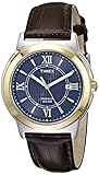 Timex Men's T2P5219J Main Street Two-Tone Stainless Steel Watch with Brown Leather Band