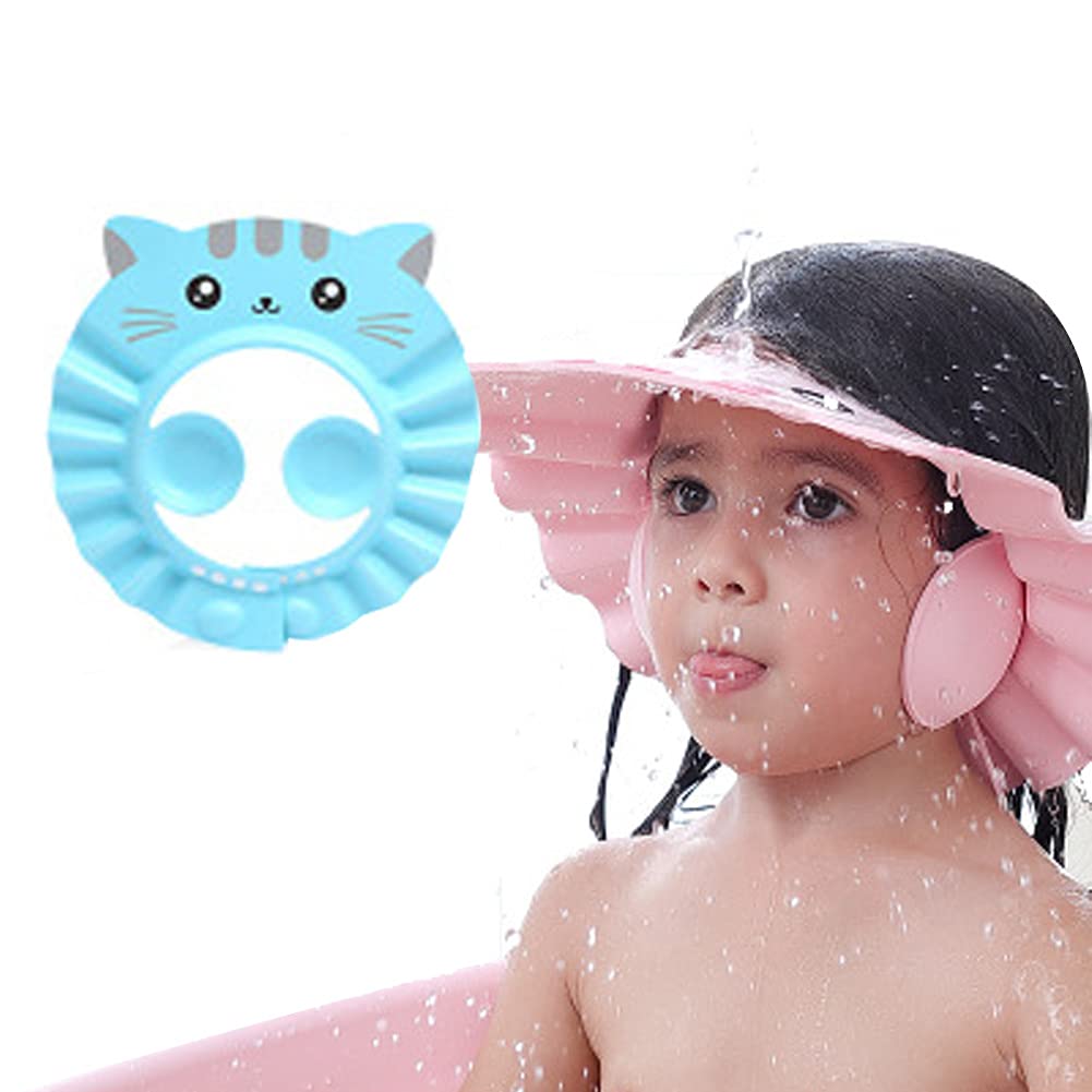 Baby Shower Cap Hair Washing Shampoo Shield Bath Visor Hat Adjustable Kids Shower Water Guard Hat Bathing Waterproof Cap Eye Ear Protection for Toddler Children Over 8 Months 44-56cm