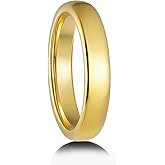 SATAER 4mm Tungsten Wedding Band Ring for Men Women 18K Gold Dome High Polish Comfort Fit Size 5-11