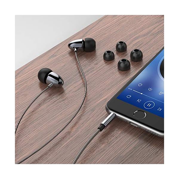 Earphones-Headphones-with-Mic-and-Volume-Control-In-Ear-Headphones-Earphones-Powerful-Bass-Sound-Wired-Earphones-with-Microphone-for-Samsung-and-Most-Smartphones-which-Support-Headphones-35mm-Jack Earphones Noise Isolating In Ear Headphones with Mic