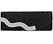Jubileens Satin Wavy Crystal Bag Evening Prom Bridal Wedding Purse Clutch Handbag (Black)