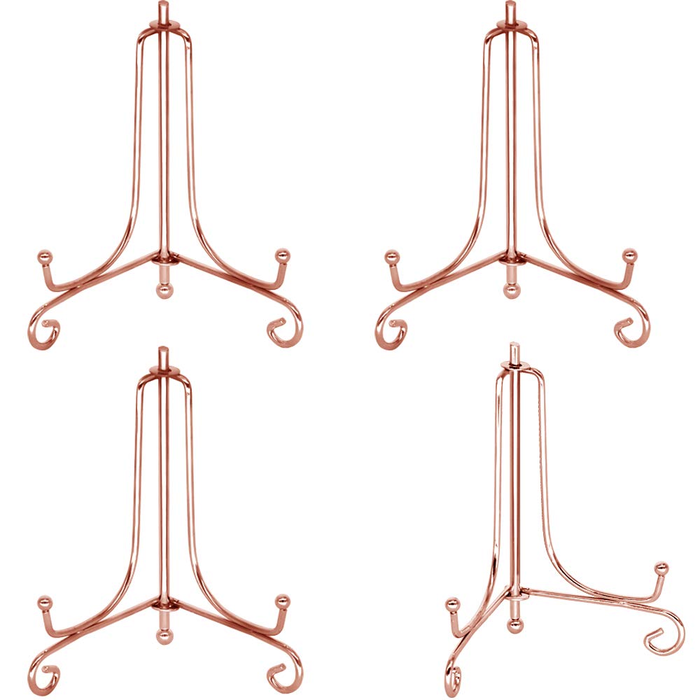 4 Inch Rose Gold Iron Plate stand Holder Easel Display stand for Plate，Picture，Photo and more,4 pcs.