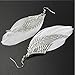 Susenstone Angel Metal Wing Bohemian Handmade Vintage Feather Long Drop Earrings (White)