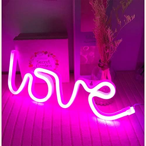 Hopolon Love Neon Signs, LED Neon Light for Party Supplies, Girls Room Decoration Accessory, Table Decoration, Children Kids Gifts (Pink Love)
