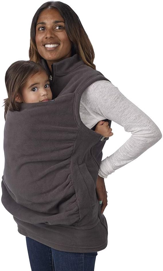 Womens Baby Carrier Sleeveless Kangaroo Hooded Fleece Sweatshirt