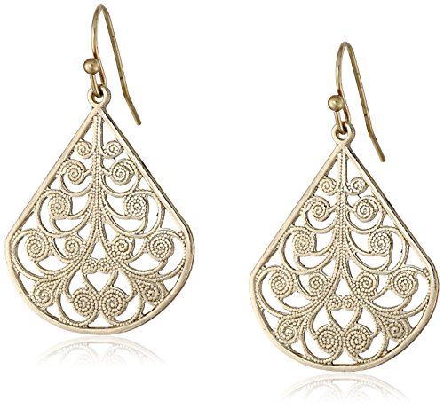 1928 jewelry gold-tone vine filigree earrings