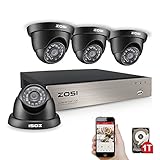 ZOSI 8CH 1080P Video Security DVR System and (4) HD 2.0MP 1920TVL Surveillance Indoor Outdoor CCTV Cameras with 65ft Night Vision, 1TB Hard Drive, ,Motion Alert, Smartphone, PC Easy Remote Access