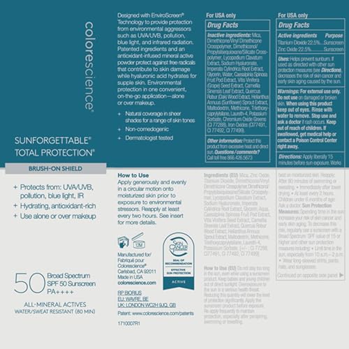 COLORESCIENCE SUNFORGETTABLE TOTAL PROTECTION BRUSH-ON SHIELD SPF 50 MULTIPACK – MEDIUM