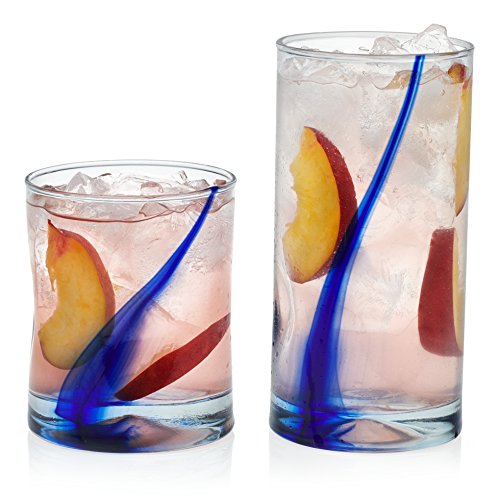 libbey blue ribbon impressions glass set