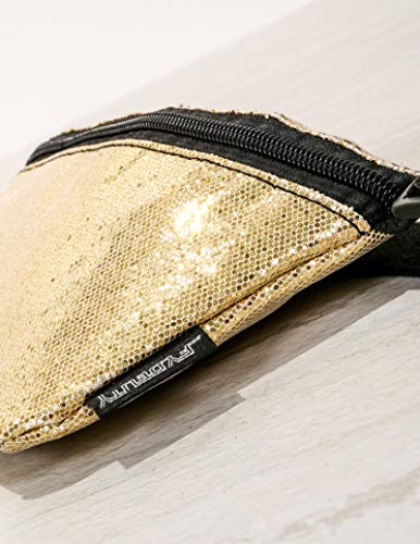 FYDELITY Fanny Pack Waist Belt Bag Ultra-Slim Holographic GLAM PLATINUM GLITTER