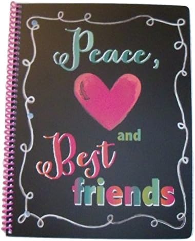 Pink Light Design Spiral Notebook ~ Chalk Talk (Peace, Love and Best Friends; 8" x 10.5"; 60 Sheets, 120 Pages)