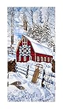 Timeless Treasures Country Holiday Winter Barn Scenic Snow 23in Panel Fabric