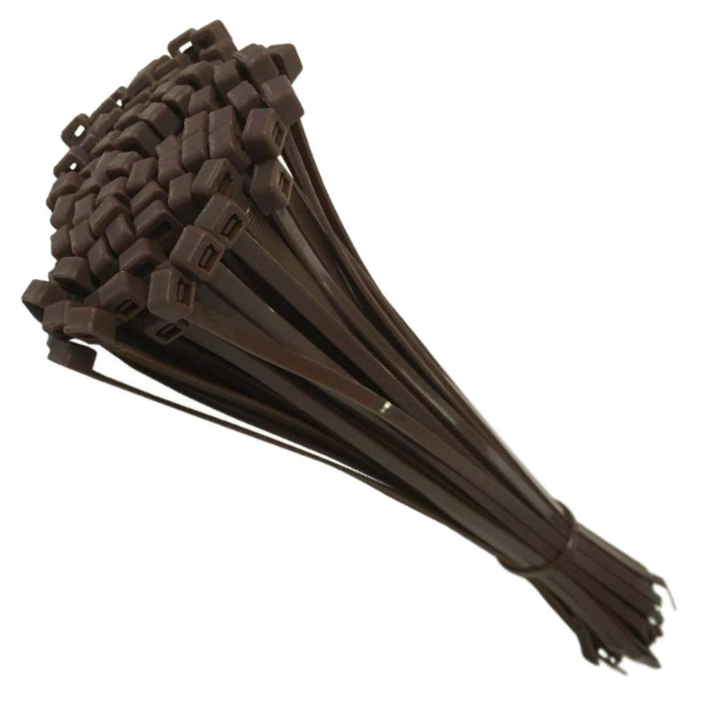 100 Tie Wraps Cable Ties Fasteners Wire Zip Strap Cord Strong Nylon Plastic Durable (Medium 203mm, Brown)