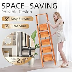 GameGem Step Ladder 5 Step Folding, Aluminum