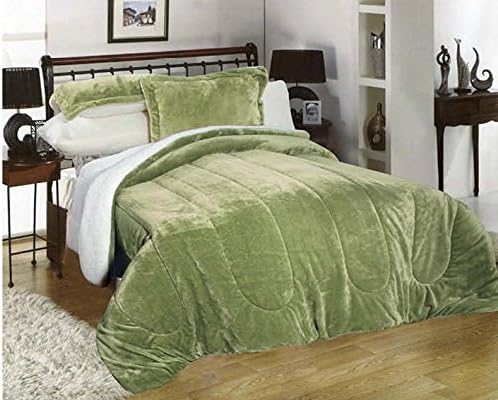 Down Alternative Comforter, flannel sherpa Comforter, Hypoallergenic, duvet over-stuffed insert, plush goose down alt borrego , bedding comforter, Allergen Barrier. Bed blankets. By Hiyoko