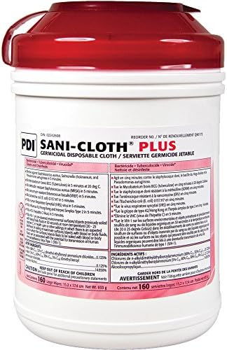PDI Healthcare PSCP077072 Sani-Cloth Wipes Plus, Large, 6"x6-3/4", 160 Wipes