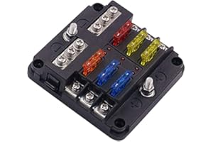 Samoleus 6 Way Blade Fuse Box, Standard Circuit Fuse Block Fuse Holder Box with Fuses, LED Indicator & Waterproof Protection 