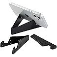 3 Pack Portable Cell Phone Stand for Desk, 【Upgraded Material】 Universal Pocket-Sized Foldable Small Mobile Phone Holder, V Smartphone Kickstand Mount Compatible with iPhone IPads Kindle Android-Black
