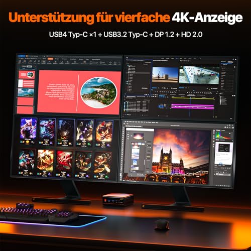 PELADN Ryzen 5 7640HS Gaming Mini PC, (Stronger 6800H, up to 5GHz), 16GB DDR5 RAM, 1TB SSD, Quad Display, Mini Desktop Computer with 2.5G LAN/WiFi6/BT5.2/USB4, for Games, Office