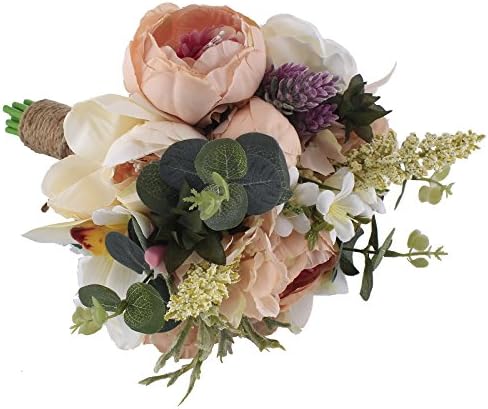 Zebratown 8.5'' Silk Artificial Flower Fake Floral Rose Flowers Vintage Artificial Peony Silk Flowers Bouquet Wedding Home Decoration (Champagne00)