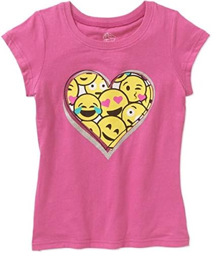 Emoji Heart Girls' Short Sleeve Crew Neck Graphic T-Shirt (Small)