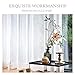 PONY DANCE Kitchen Sheer Curtains - 55 W x 36 L inches, White Linen Look Sheers Panels Cafe Tiers Small Window Valances Pocket Top Voile for Bathroom, 2 Pieces