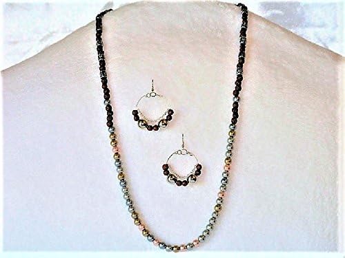 Sea Trees | Necklace & Earrings Ensemble | Features Glass Pearls in Shades of Gray, Pink & Oyster | Heirloom Quality | One of a Kind: Once sold, no other will be available.