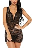 Avidlove Women's Babydoll Set Deep V Lingerie Dress Lace Sleepwear Strappy Chemises