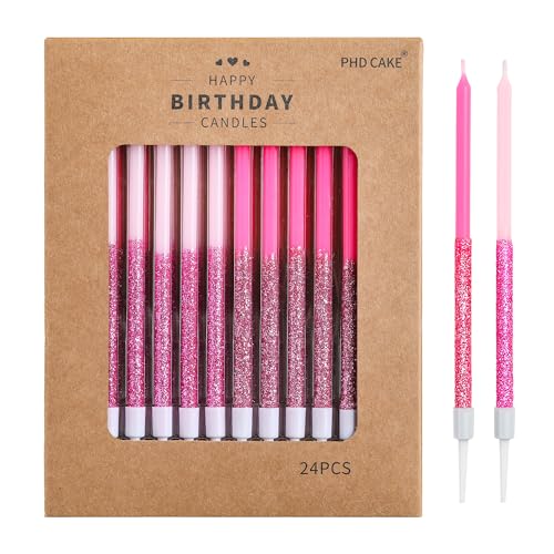 Birthday Candles Pink Glitter Candle