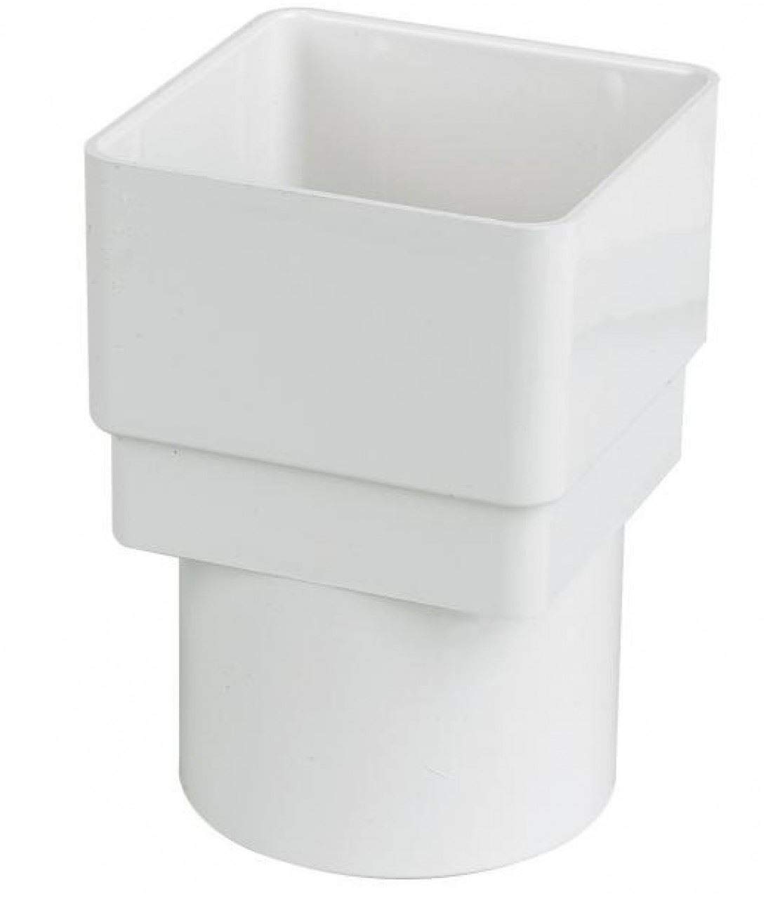 FLOPLAST 65mm Square to 68mm Round Downpipe Adapters - White - Pack of 2