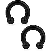 Ftovosyo PA Ring Internally Threaded Circular Barbells Horseshoe Large Septum Ring Ear Gauges Earrings 2G 4G 6G 8G 12mm/16mm 316L Surgical Steel Pierced Body Jewelry for Women Men