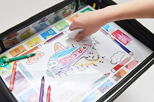 Kids Travel Tray Bag with Erasable Surface & Tablet Holder / Children Play Tray / Stroller Tray Organizer - Waterproof, Sturdy surface & Mesh Pockets + GIFT 6 Crayons & Drawing Activities - Thumbnail 2