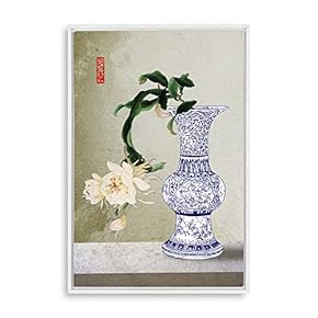 Framed for Living Room Bedroom Blue and White Porcelain for