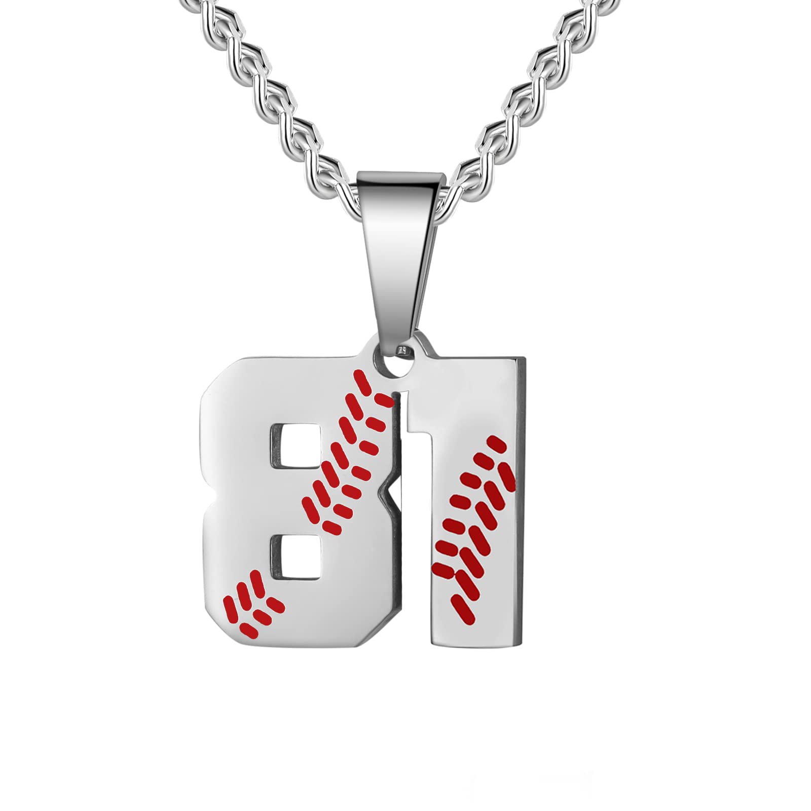 HattiDoris Baseball Number Necklace for Men 00-99
