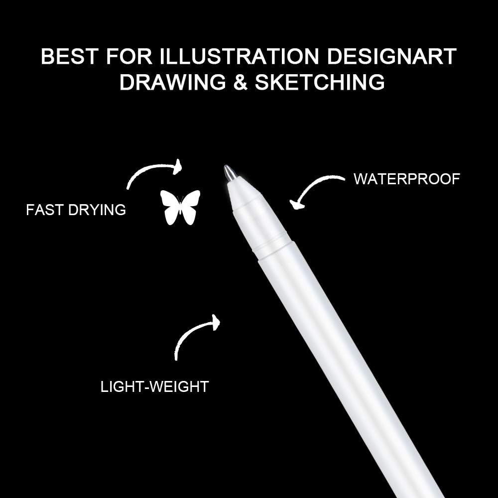 Vicloon White Gel Pen, 13 Pcs White Ink Pen Set - Image 4