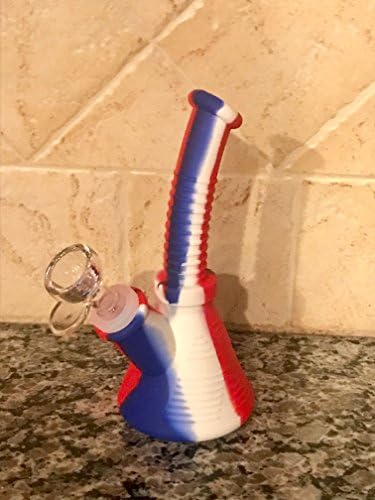 7" Silicone Portable Unbreakable Water Rig Hookah (Red/White/Blue)
