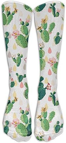 Cotton Cactus Flawers And Rain Drop Casual Knee High Sports Socks