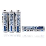 ON The Way 14500 3.7V Rechargeable AA Battery for Led Flashlight,Pack of 4