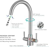 Heable Kitchen Mixer Tap Dual Lever Brushed Nickel with UK Fittings view 4